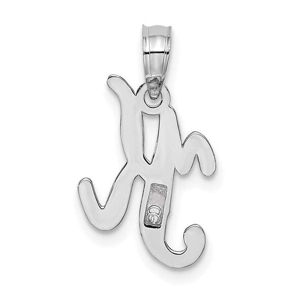 10K White Gold Polished K Script Initial Charm - Picture 9 of 9